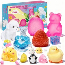 Squishy Toys 15Pcs Taba Fidget Kit Stress Relief Party Favors Pink 4-8 8-12 Kids
