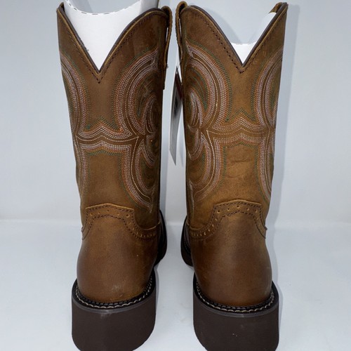 Justin Boots Women’s 11 B Inji Square Toe Cowgirl Boot Biker Embroidery - Picture 4 of 10