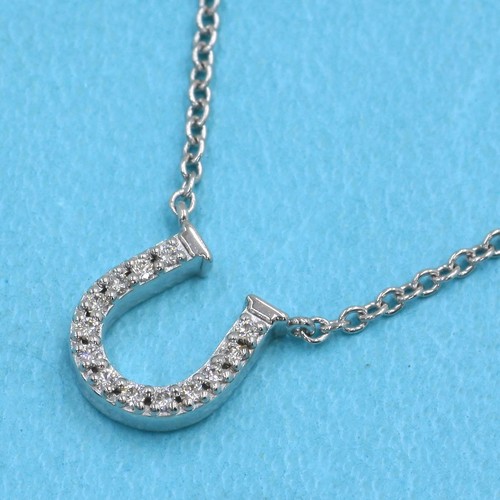 Tiffany Co. Metro Horseshoe Diamond Necklace Mini WG White Gold Used - Picture 8 of 24