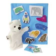 Polar Bear What Do You Hear Puppet and Prop Set for Children, 12-Piece with B...