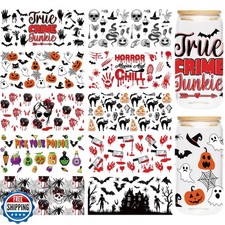 UVDTF Cup Wrap Sticker - 10 Sheet Halloween UV DTF Transfer for 16 oz Glass,