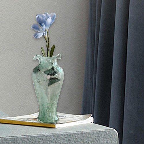Glass Flower Vase Handmade Table Centerpiece for Shelf Living Room Entrance - Picture 6 of 7