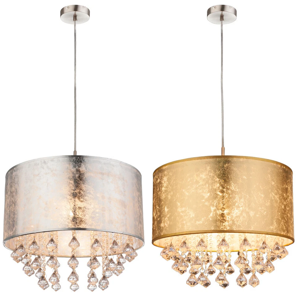 Lampadario Lampada Cristalli RGB LED Dimmerabile Telecomando Argento Oro - Immagine 2 di 4