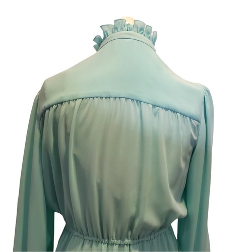 Abito maxi hostess trasparente verde menta Medium 8 10 manica lunga con slip vintage anni 70 - Foto 7 di 10