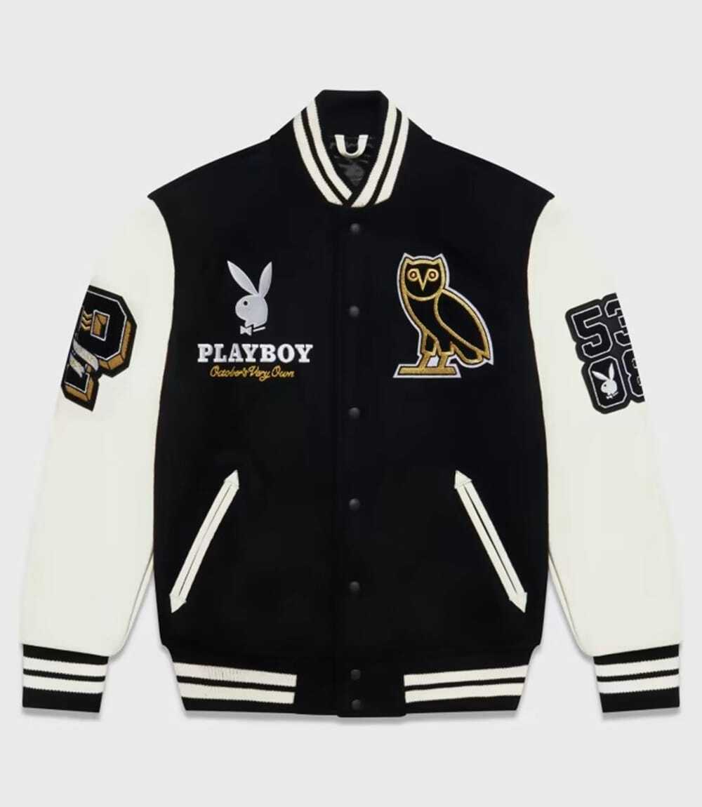 New Ovo Collegiate Varsity Wool Jacket With Leather Sleeves New Ovo Collegiate Varsity Wool Jacket With Leather Sleeves