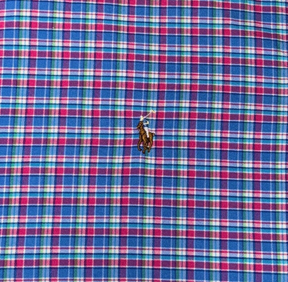 Polo Ralph Lauren shirt mens size XXL button down long sleeve plaid blue