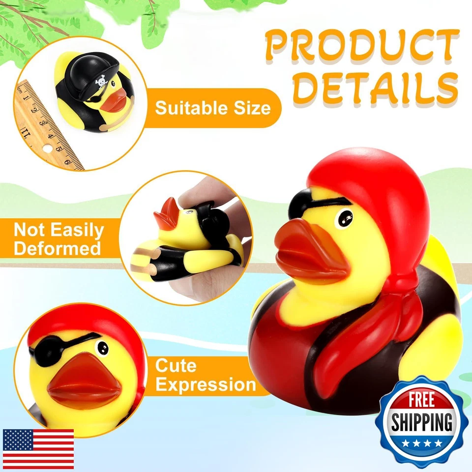 Mini patos de goma pirata de 2 pulgadas Lewtemi 48 piezas patos de crucero para esconderse con T Foto 4 de 4