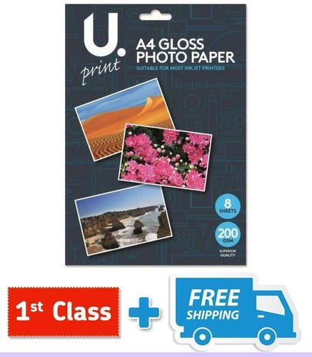 U.A4 Brillant Papier Photo 8 Feuilles / - Photo 2/7