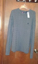 Men's "Chaps" Size XL, Gray Htr, Crew Neck, Long Sleeve, Cable Design, Sweater