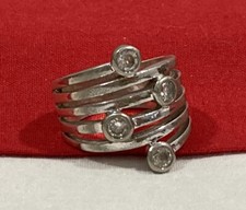 Vintage 925 Signed Sterling Silver Cubic Zirconia Cocktail Band Ring SIZE 6.5