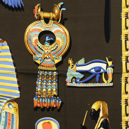 Hermes Scarf TUTANKHAMUN 90cm Silk Foulard Carre VLADIMIR RYBALTCHENKO - Picture 7 of 7