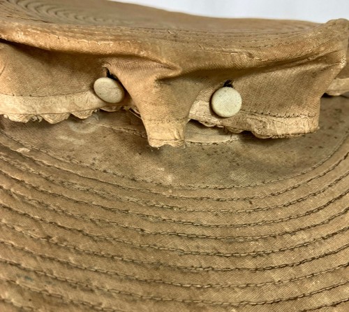 19th C. Sun Hat American Flat Crown Hat Button off C 1840-1890 Victorian - Picture 6 of 10