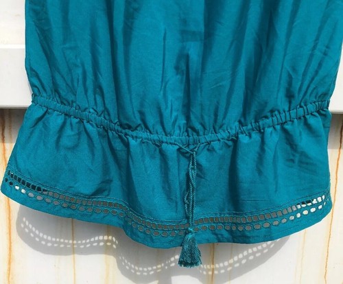 Lane Bryant Womens Blue-Green Drawstring Drop Waist Blouse Beautiful! Sz 16 NWOT - Picture 2 of 5