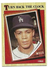 MAURY WILLS 1987 TOPPS TURN BACK THE CLOCK CARD NEAR MINT+ CONDITION