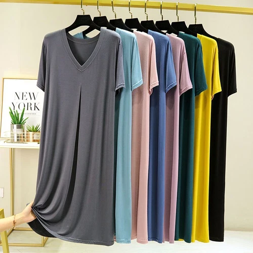 Mujeres Manga Corta Camisón Camisa para Dormir Camiseta Pijama Prenda para el torso Vestido Camiseta Camisón - Imagen 2 de 30
