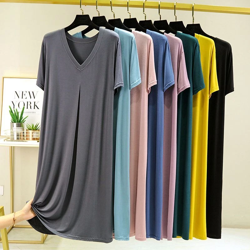 Mujeres Manga Corta Camisón Prendas para dormir Camiseta Pijama Prendas para el torso Camiseta Vestido Camisón Foto 2 de 4