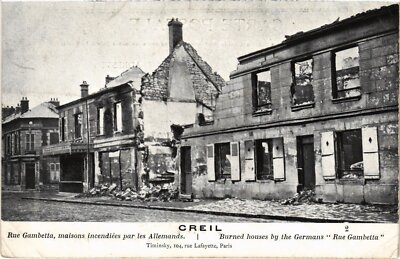 Old postcard Creil Rue Gambetta Guerre (1186759)