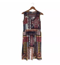24/7 Comfort Patchwork Print Jersey Knit Dress Size Large Made In USA
