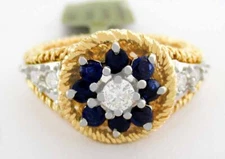GENUINE BLUE SAPPHIRE & DIAMOND RING 14k GOLD - Free Certificate Appraisal