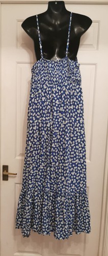 Pacific Vibes Womens Size L Blue White Floral Hi Low Sundress New Elasticated - Picture 2 of 4