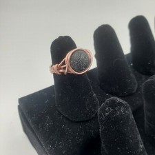 Wire Wrapped Rose Gold Ring with Black Stone, Women's, Girls, Gift