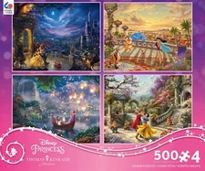 Ceaco 4 in 1 Thomas Kinkade Disney Princess 500 Piece Jigsaw Puzzle By Thomas Ki