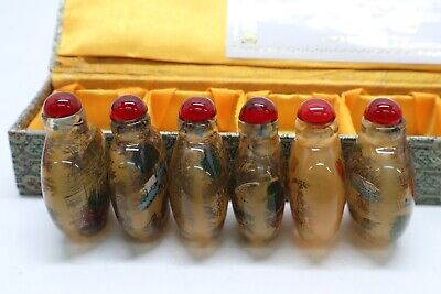 Buy 6pc Chinese Painted Shang He Tu Glass Snuff Bottle #138