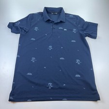 Travis Mathew Polo Shirt Mens Extra Large XL Blue Tropical Lightweight Golf