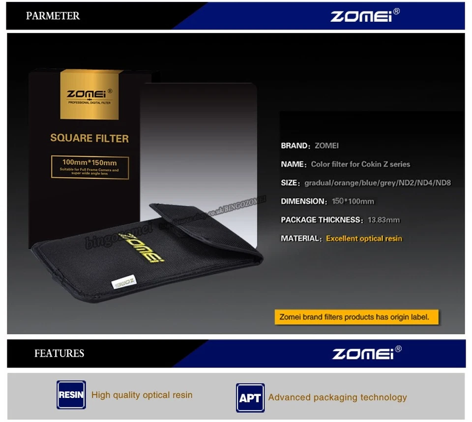 ZOMEI Graduated ND2(0.3) 方形密度中性过滤器适用于 Cokin Z 系列 4"x6" — 第 3/4 张图片