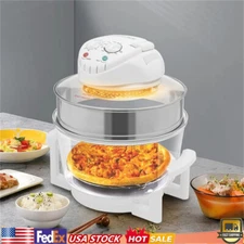 12L Air Fryer Glass Infrared Convection Oven Roaster Glass 360?? Heating Cooker