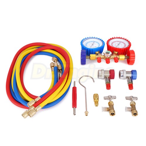 A/C Manifold Gauge Set fit R134a, R-404A, R-12, R-22 Common Cool Gas Meter - Picture 7 of 9