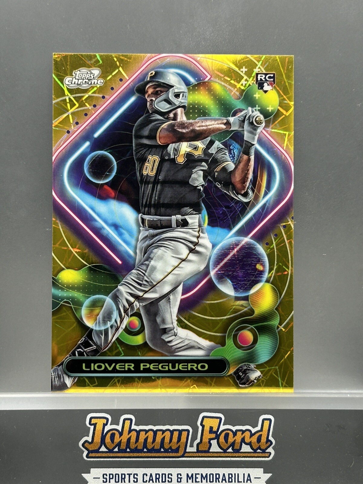 2023 Topps Chrome Cosmic Liover Peguero Gold Refractor 28/50 RC Rookie Pirates