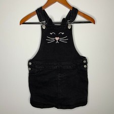 Justice Jeans Kitty Cat Shorts Overalls Romper Jean Black Size 10