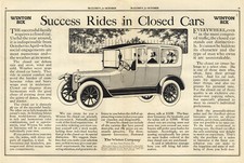 Success Rides in Closed Cars: Winton Three-Quarter Limousine ad 1915 1916 Col