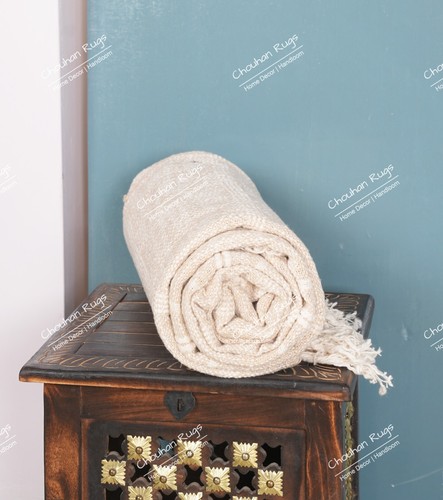 Hand Loom Blanket Boho Block Print Bed Throw Linen with Tassels For Living Home - Picture 18 of 37