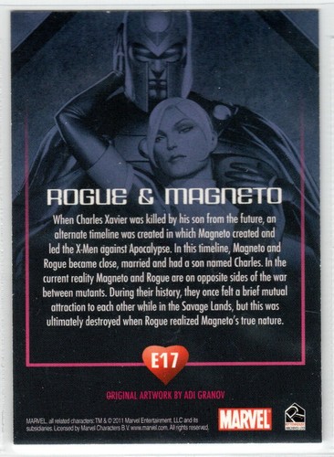 MARVEL 2011 DANGEROUS DIVAS E17 EMBRACE FOIL INSERT CARD ROGUE & MAGNETO X-MEN - Picture 2 of 2