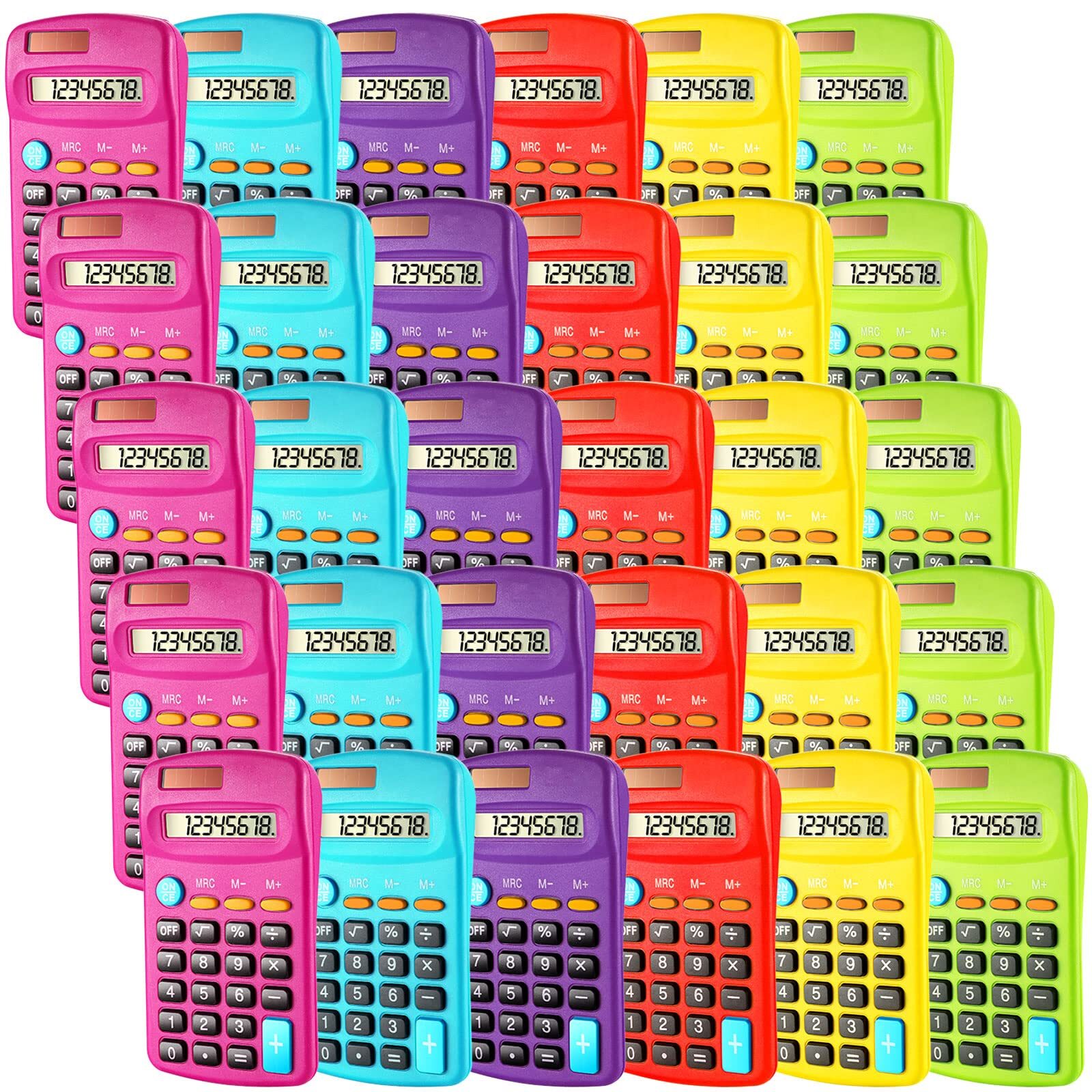 Pocket Size Calculator 8 Digit Display Basic Calculator Solar Battery Dual Po...