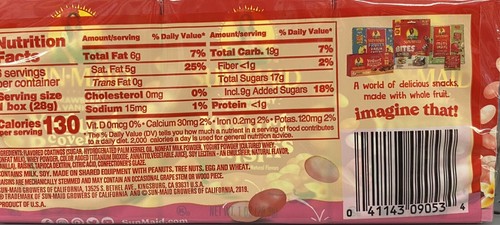 5x Sun-Maid STRAWBERRY & VANILLA YOGURT California Raisins Sun Dried - 30 BOXES - Picture 3 of 4