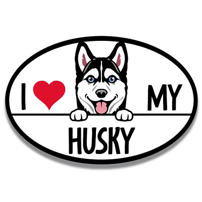 Magnet Me Up I Love My Husky Dog Breed Car Magnet Decal, 4x6 inch, Cute Peeking