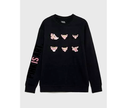 Women S Zara x Pink Panther Black Sweatshirt Crewneck Printed MGM Sweater  Top | eBay