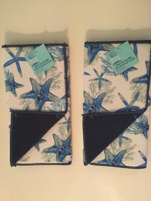 Spring kitchen set 2 pc dish drying mat sea beach starfish Shore Living 11x17 in