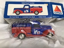 Citgo Petroleum 1940 Ford Tanker Die Cast Lockable Coin Bank 1/25 Scale NIB