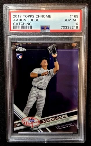 2017 Topps Chrome Aaron Judge Catching RC #169 PSA 10 Gem Mint Yankees All Rise!