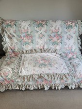 Vintage Floral Ruffled Single Duvet And Pillow Case Set, Cottage Core 1980's