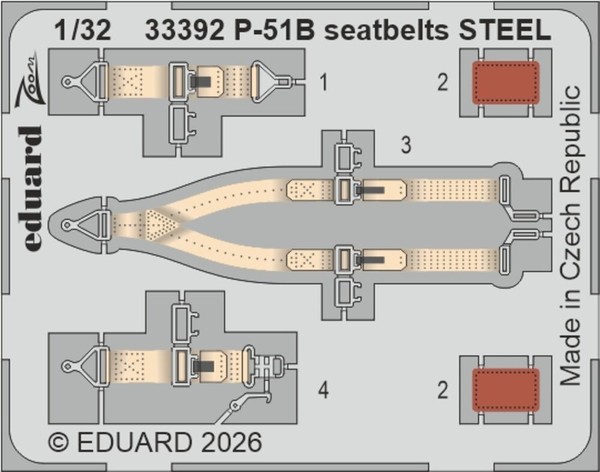 Eduard Accessories 33392 - 1:32 P-51B Seatbelts Steel For Eduard - Neu-image