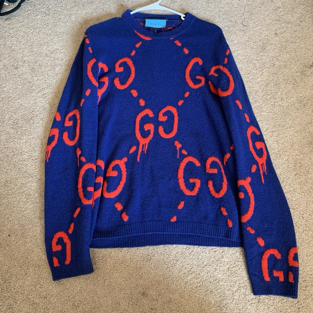 SUPER RARE GUCCI GHOST JUMBO GG INTARSIA WOOL Sweater !!! Gucci