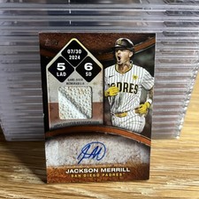 2025 Topps Series 2 Jackson Merrill Rounding the Bases /25 Orange Auto Relic
