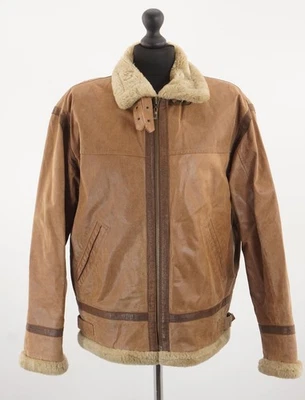 Giorgio Herren Lederjacke Jacke 52 L braun hellbraun uni gefüttert Leder A923 - Bild 1 von 4