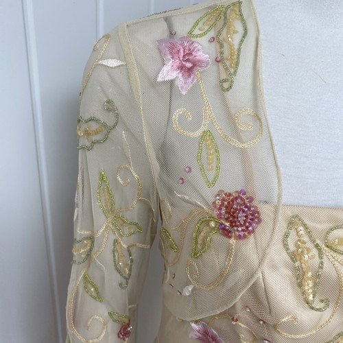 Libra Pale Gold Embellished Dress & Matching Bolero Mother Of The Bride Size 10 - Picture 8 of 24
