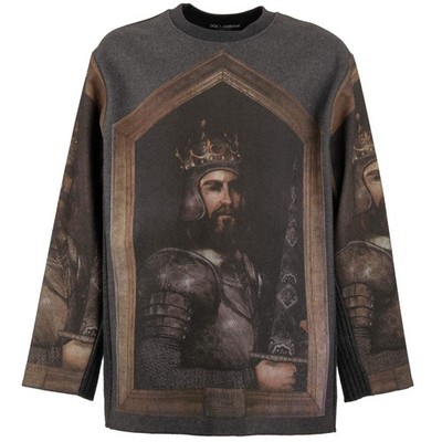 DOLCE & GABBANA Oversize Krone König Wolle Pullover Sweater IT 48 M L XL